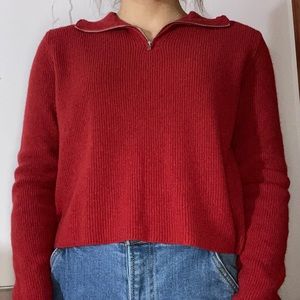 Brandy Melville Red Zip Sweater